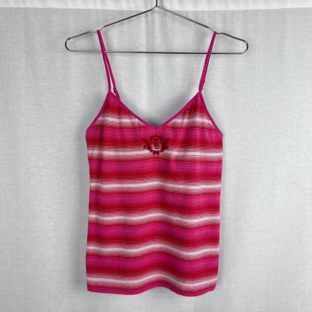 Y2K Victoria's Secret Top Red Pink Striped Logo Cami Baddie Preppy Coquette
